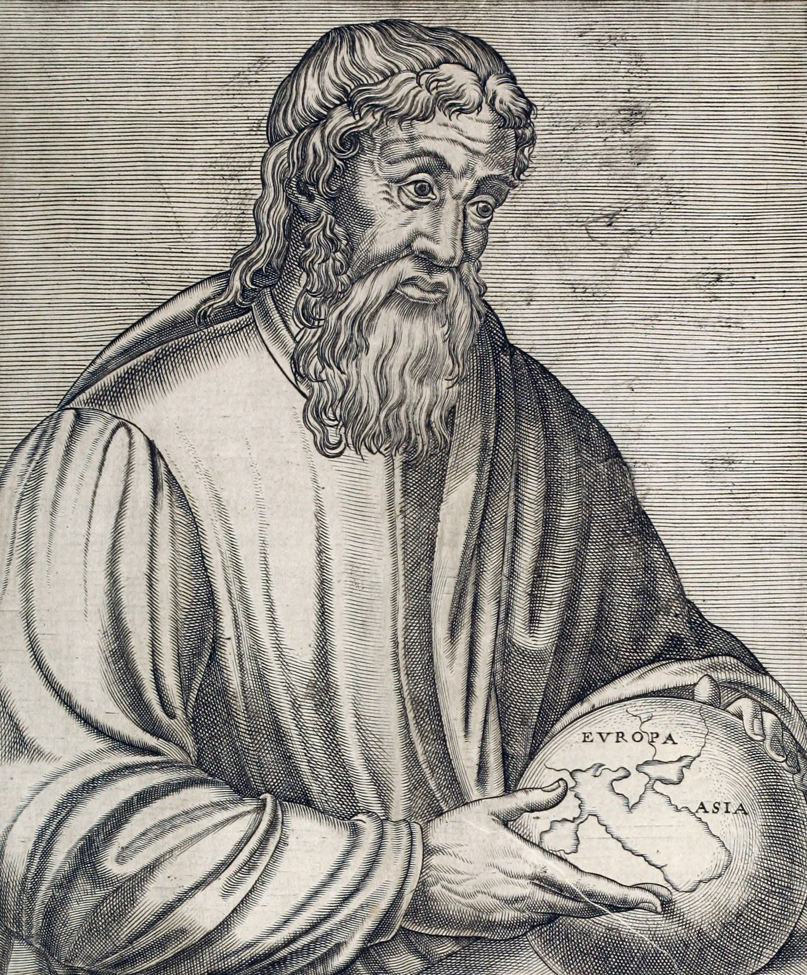 Grabado retrospectivo de Estrabón en la obra de André Thévet, 1584