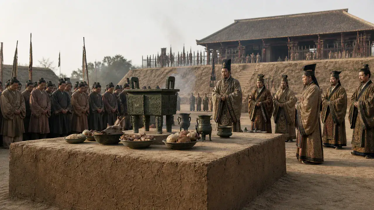 Recreación histórica específica de Un caldero para alimentar a los antepasados, China; procedencia exacta no indicada, siglos XII–XI a. C.