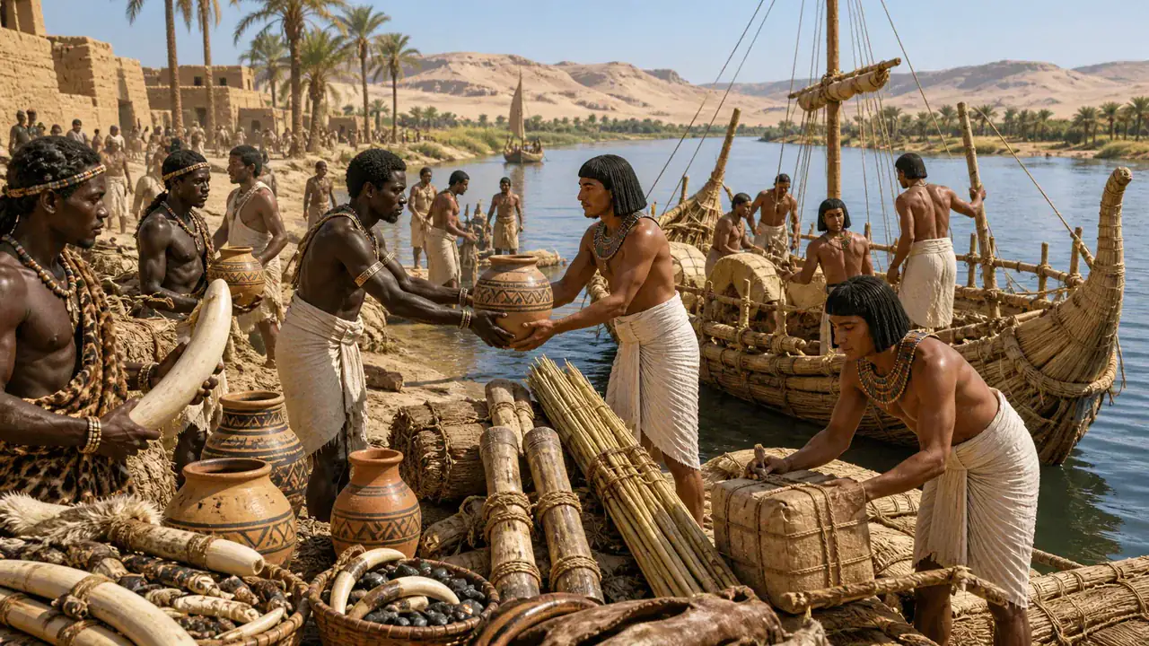 Recreación histórica específica de Frontera que era también corredor, Nilo egipcio, Baja Nubia y Levante, ca. 3300–2800 a. C.