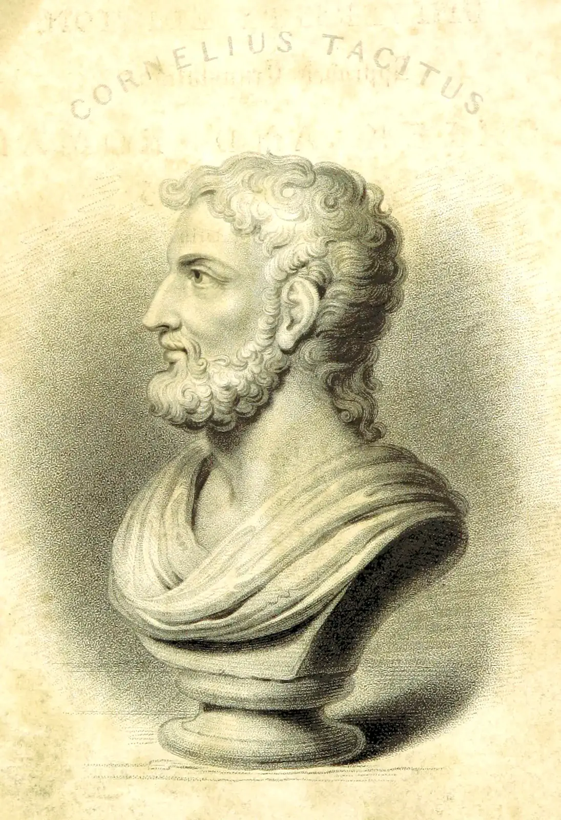 Grabado retrospectivo de Cornelio Tácito en una edición de sus obras de 1829, British Library