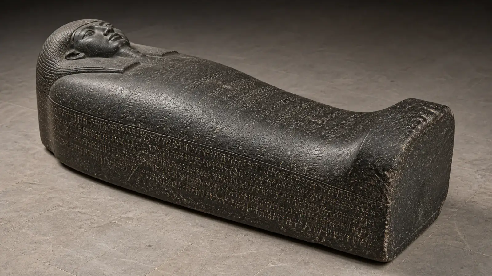 Recreación histórica específica de Un rey de Sidón en piedra llegada de Egipto, Sidón, actual Líbano; piedra procedente de Egipto, c. 525–475 a. C.