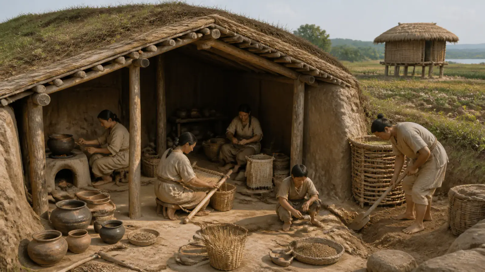 Detalle contextual de La aldea de Songguk-ri, asociado a la tarjeta Vida cotidiana