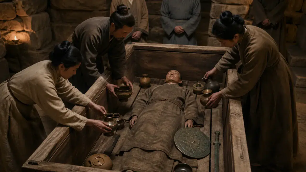 Recreación histórica específica de La daga coreana de bronce estrecha, Península coreana, con concentración occidental y meridional, Siglos V–I a. C.