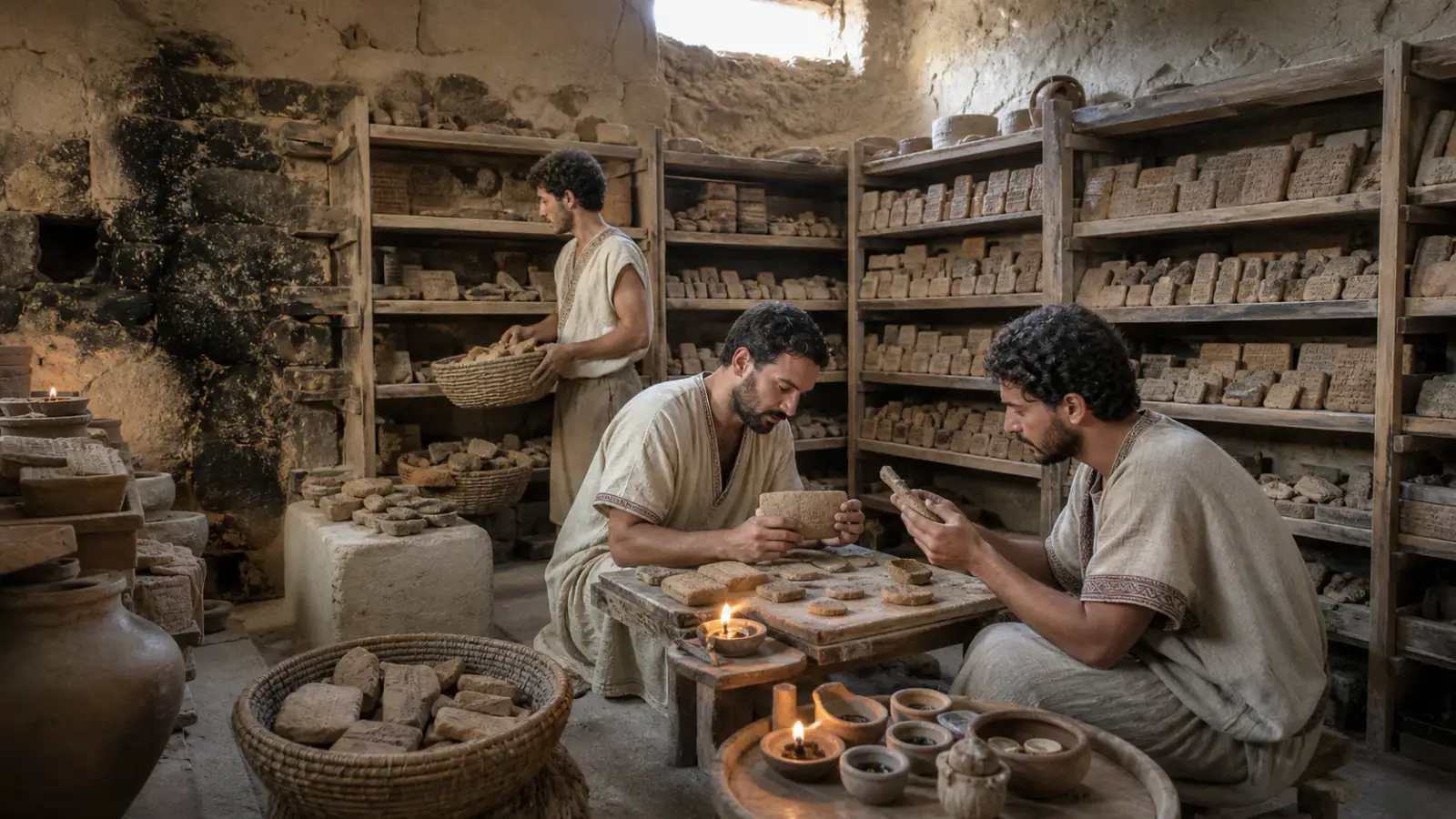 Recreación histórica específica de Veinticinco mil fragmentos para gobernar un mundo plurilingüe, Hattusa/Boğazköy; colecciones en Ankara e Estambul, Sobre todo siglos XVII–XIII a. C.