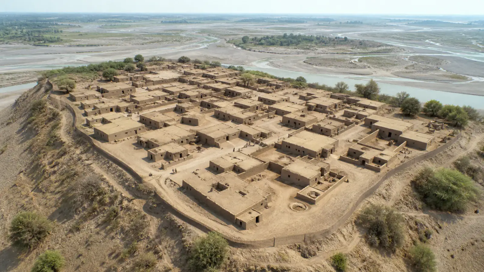 Recreación histórica específica de Una cuadrícula antes de las grandes ciudades, Rehman Dheri, Khyber Pakhtunkhwa, Pakistán, ca. 3300–2600 a. C.