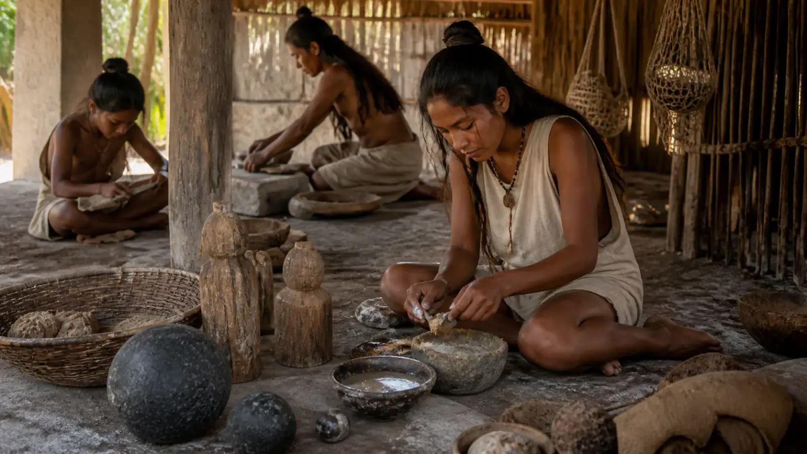 Detalle contextual de El Manatí: cuerpos ofrecidos donde el agua preservó lo imposible, asociado a la tarjeta Vida cotidiana