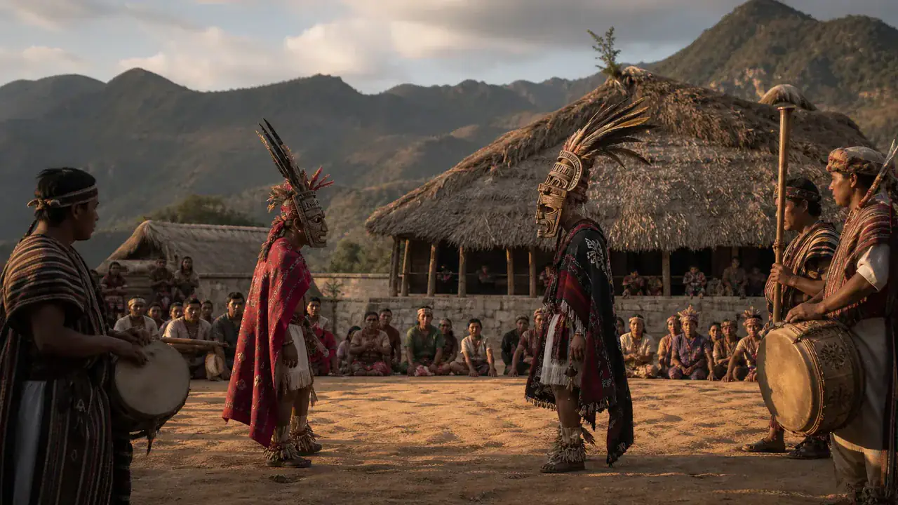 Recreación histórica específica de Un conflicto del siglo XV que sigue entrando en escena, Rabinal, Baja Verapaz, Guatemala, Desarrollo en el siglo XV; tradición viva hasta el presente
