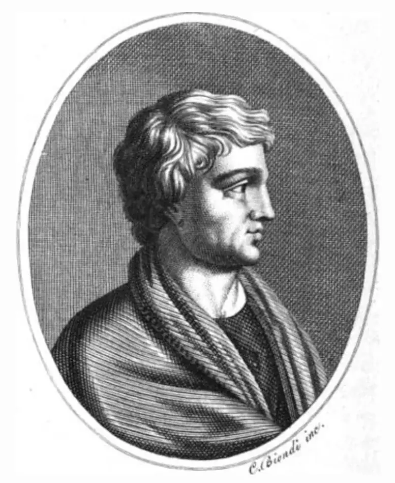Representación retrospectiva de Diodoro de Sicilia, grabada por Carlo Biondi en el siglo XIX