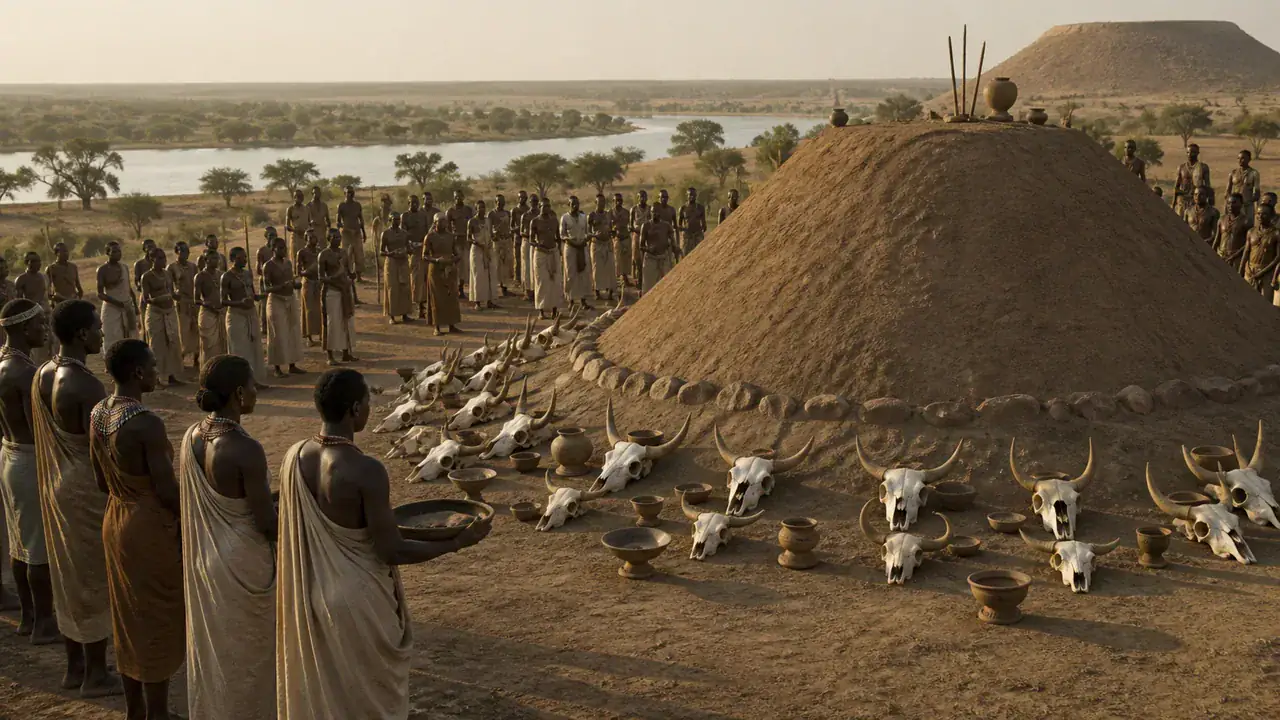 Recreación histórica específica de La riqueza también tenía cuernos, Kerma, Sudán, ca. 2050–1500 a. C.