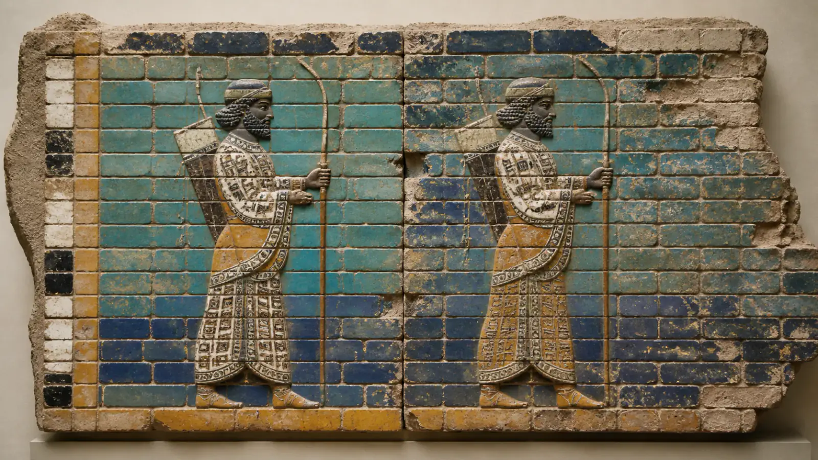 Recreación histórica específica de El friso de arqueros del palacio de Susa, Palacio de Darío en Susa, Juzestán, 522–486 a. C.