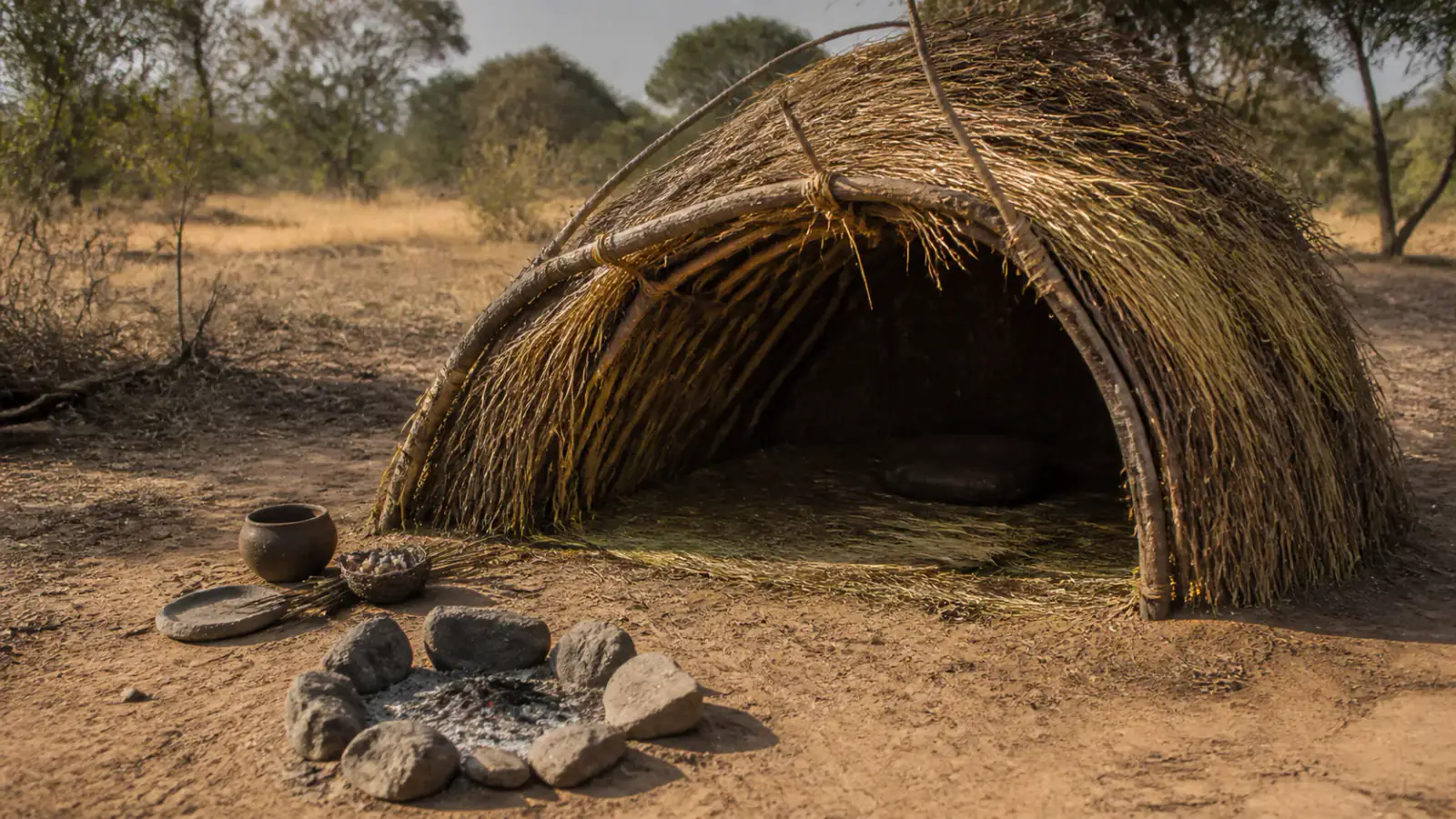 Recreación histórica específica de Un refugio que deja poco escombro, África austral · contextos diversos, Ventanas históricas y contemporáneas