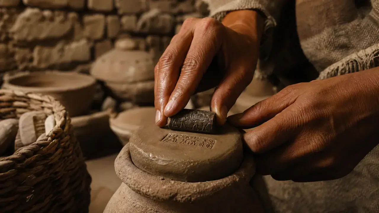 Recreación histórica específica de Rodar una imagen para sellar una decisión, Mesopotamia; procedencia exacta no registrada, ca. 3500–3100 a. C.
