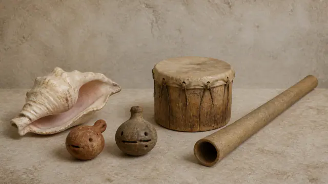 Imagem de Conchas, tambores e trombetas para convocar