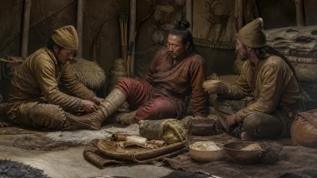 Pormenor contextual do permafrost dos kurgans de Pazyryk, associado à ficha Quando o gelo conserva gestos quotidianos