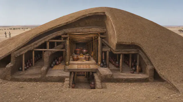 Reconstituição histórica específica de Um túmulo que organiza uma paisagem, Kerma, Sudão, c. 1750–1550 a. C.