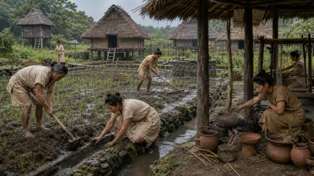 Pormenor contextual de A primeira cerâmica chamada Yayoi, associado ao cartão Vida quotidiana