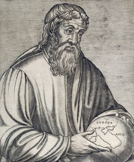 Incisione retrospettiva di Strabone nell’opera di André Thévet, 1584